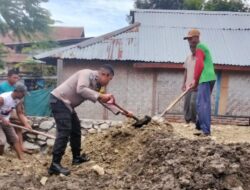 BHABINKAMTIBMAS DESA MATUA BANTU PEMBANGUNAN RUMAH WARGA TERDAMPAK BANJIR, WUJUD KEPEDULIAN DAN RASA KEMANUSIAAN