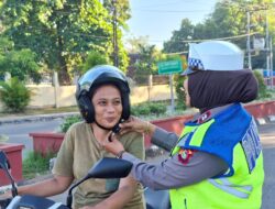 Sat Lantas Polres Bima Kota Edukasi Penggunaan Helm SNI dan Safety Belt Demi Keselamatan Berkendara