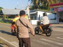 Hadir Berikan Rasa Aman di Jam Sibuk Pagi, Polsek Alas Barat Laksanakan Patroli Rawan Pagi di Simpang Sanggrahan