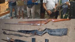 Polsek Sanggar Terima 4 Pucuk Senpira Laras panjang Yang di Serahkan Secara Sukarela Oleh Warga